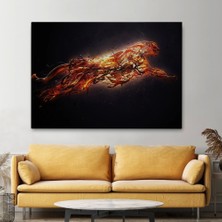 Marsilyan- Altın Renkli Koşan Çita Kanvas Tablo, Hayvan Duvar Sanatı, Büyük Kanvas TABLO-5380