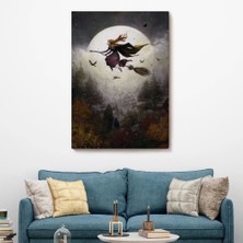 Marsilyan- Süpürge ile Uçan Cadı, Cadılar Bayramı Helloven Duvar Tablosu -6159