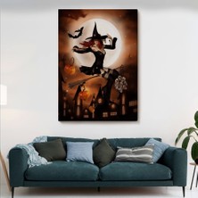 Marsilyan- Süpürge ile Uçan Cadı, Cadılar Bayramı Hediyesi, Hellowen Tablo -6271