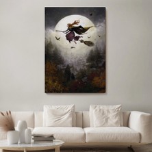 Marsilyan- Süpürge ile Uçan Cadı, Cadılar Bayramı Hediyesi, Hallowen Tablo -6398