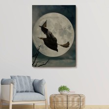 Marsilyan- Süpürge Ile Uçan Cadı, Cadılar Bayramı Helloven Duvar Tablosu -6481