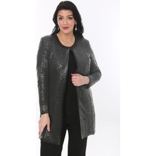 Büyük Beden 3786 Antrasit Ceket+Bluz Takım