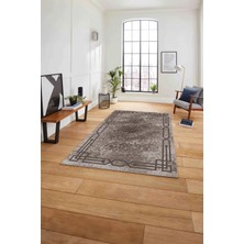 Napoli Home Çerçeveli Hitit Kesme Modelli Yıkanabilir Kaymaz Yolluk Mutfak Salon Halısı, Çerçeveli-63-Vizon,
