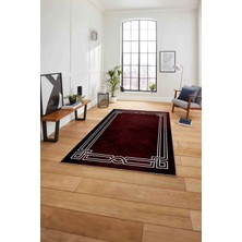 Napoli Home Çerçeveli Hitit Model Yıkanabilir Kaymaz Yolluk Mutfak Salon Halısı, Çerçeveli-71-Bordo,