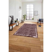 Napoli Home Baskılı Çerçeveli Zigzag Modelli Yıkanabilir Kaymaz Yolluk Mutfak Salon Halısı, Çerçeveli-73-Bordo,