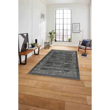 Napoli Home Çerçeveli Klasik Modern Yıkanabilir Kaymaz Yolluk Mutfak Salon Halısı, Çerçeveli-96-Gri,