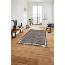 Napoli Home Baskılı Çerçeveli Zigzag Modelli Yıkanabilir Kaymaz Yolluk Mutfak Salon Halısı, Çerçeveli-73-Vizon,
