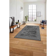 Napoli Home Çerçeveli Klasik Modern Baskılı Yıkanabilir Kaymaz Yolluk Mutfak Salon Halısı,Çerçeveli106-Antrasit,