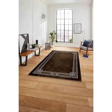 Napoli Home Çerçeveli Hitit Model Yıkanabilir Kaymaz Yolluk Mutfak Salon Halısı, Çerçeveli-71-Kahve,