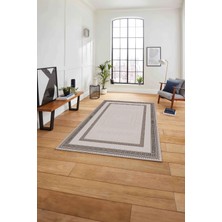 Napoli Home Çerçeveli Vektörel Klasik Model Yıkanabilir Kaymaz Yolluk Mutfak Salon Halısı, Çerçeveli-93-Vizon,