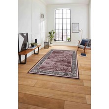 Napoli Home Çerçeveli Klasik Modern Baskılı Yıkanabilir Kaymaz Yolluk Mutfak Salon Halısı, Çerçeveli-106-Bordo,