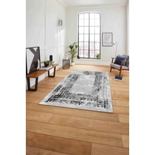 Napoli Home Çerçeveli Otantik Desen Yıkanabilir Kaymaz Yolluk Mutfak Salon Halısı, Çerçeveli-76-Gri,