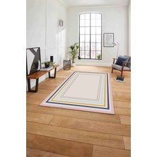 Napoli Home Çerçeveli Modern Dijital Baskılı Yıkanabilir Kaymaz Yolluk Mutfak Salon Halısı, Çerçeveli-78-Renkli,