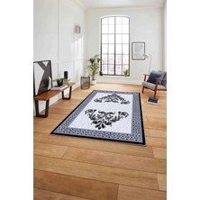 Napoli Home Çerçeveli Akrilik Motifli Yıkanabilir Kaymaz Yolluk Mutfak Salon Halısı, Çerçeveli-83-Mavi,