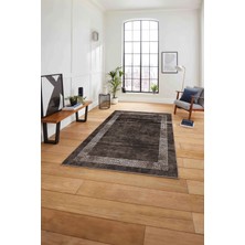 Napoli Home Çerçeveli Modern Baskılı Yıkanabilir Kaymaz Yolluk Mutfak Salon Halısı, Çerçeveli-99-Vizon,