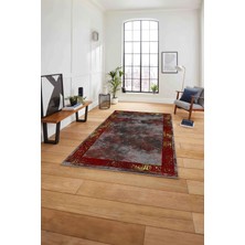 Napoli Home Çerçeveli Sade Modern Baskılı Yıkanabilir Kaymaz Yolluk Mutfak Salon Halısı, Çerçeveli-104-Kırmızı,