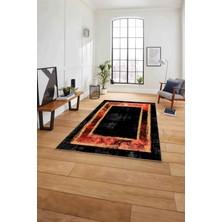 Napoli Home Çerçeveli Klasik Modern Baskılı Yıkanabilir Kaymaz Yolluk Mutfak Salon Halısı,Çerçeveli-130-Kırmızı,