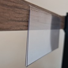 50 Adet Pvc Şeffaf Etiket, Raf Önü Plastik Etiketlik Şeffaf Çifttaraflı Bantlı 3,80X10 cm