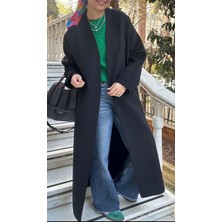 Kadın Siyah Uzun Kaban
