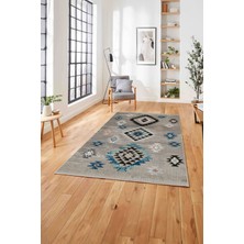 Napoli Home Baskılı Etnik Geleneksel Model Yıkanabilir Kaymaz Yolluk Mutfak Salon Halısı, Etnik-21-Krem,