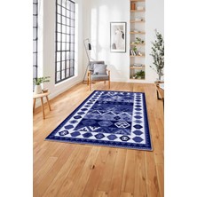 Napoli Home Etnik Kilim Model Dijital Baskılı Yıkanabilir Kaymaz Yolluk Mutfak Salon Halısı, Etnik-30-Lacivert,