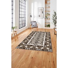 Napoli Home Baskılı Etnik Vektörel Desen Yıkanabilir Kaymaz Yolluk Mutfak Salon Halısı, Etnik-26-Kahve,