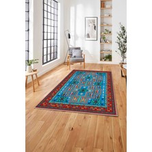 Napoli Home Baskılı Etnik Çerçeveli Geleneksel Yıkanabilir Kaymaz Yolluk Mutfak Salon Halısı, Etnik-49-Renkli,