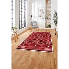 Napoli Home Etnik Kilim Desen Görünümlü Yıkanabilir Kaymaz Yolluk Mutfak Salon Halısı, Etnik-25-Kırmızı,