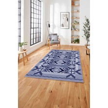 Napoli Home Etnik Modern Dijital Baskı Yıkanabilir Kaymaz Yolluk Mutfak Salon Halısı, Etnik-27-Lacivert,