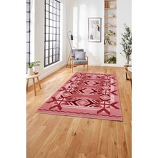 Napoli Home Etnik Modern Dijital Baskı Yıkanabilir Kaymaz Yolluk Mutfak Salon Halısı, Etnik-27-Pembe,