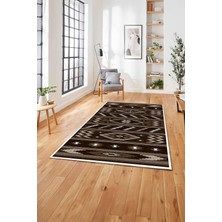 Napoli Home Etnik Kilim Desen Görünümlü Yıkanabilir Kaymaz Yolluk Mutfak Salon Halısı, Etnik-25-Kahve,