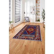 Napoli Home Baskılı Etnik Klasik Model Yıkanabilir Kaymaz Yolluk Mutfak Salon Halısı, Etnik-33-Renkli,