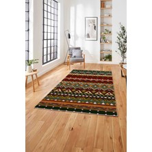 Napoli Home Baskılı Etnik Otantik Desen Görünümlü Yıkanabilir Kaymaz Yolluk Mutfak Salon Halısı,Etnik-39-Renkli,