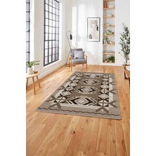 Napoli Home Etnik Modern Dijital Baskı Yıkanabilir Kaymaz Yolluk Mutfak Salon Halısı, Etnik-27-Kahve,