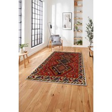 Napoli Home Baskılı Etnik Geleneksel Model Yıkanabilir Kaymaz Yolluk Mutfak Salon Halısı, Etnik-48-Renkli,