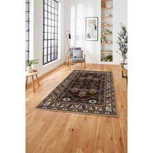Napoli Home Baskılı Etnik Geleneksel Otantik Yıkanabilir Kaymaz Yolluk Mutfak Salon Halısı, Etnik-46-Kahve,