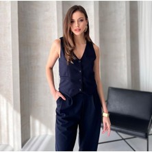 Kadın Bianca Yelekli Pantolonlu Takım, 4 Mevsim Scuba Krep Kadın Yelek Pantolon Takım