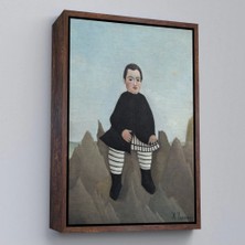 Marsilyan- Çerçeveli Henri Rousseau - Kayaların Üzerindeki Çocuk Tablosu - Boy On The ROCKS-8083