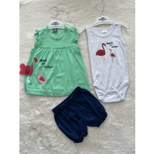 Nurcan Bebe Elegant Baskılı Kuğulu Süprem Üçlü Takım