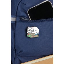Rozzy Lab Kitaplar Kedi - Pin - Rozet - Broş - Yaka Çanta Aksesuar