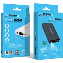 Enerx Powerbank 20000 mAh 2.1 Amper LED Göstergeli ENR-P2025DC Siyah