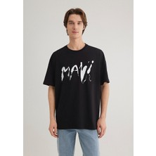 Mavi Baskılı Erkek T-Shirt M0612469-900 Siyah