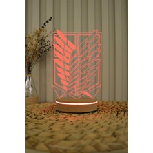 Yubi Design Attack On Titan Logo - 3 Boyutlu 16 Renk Dekoratif Gece Lambası 3D