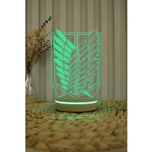 Yubi Design Attack On Titan Logo - 3 Boyutlu 16 Renk Dekoratif Gece Lambası 3D