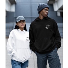 Terzili Giyin Fincan Taşıyan Insan Figür Baskılı Kapşonlu Sevgili Sweatshirt 2'li Set