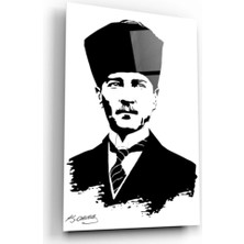 Marsilyan- Atatürk Silüeti ve Imzası Cam Tablo