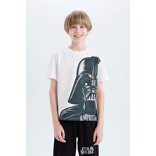 DeFacto Erkek Çocuk Star Wars Pijama Takımı Bisiklet Yaka Kısa Kollu Üst Beli Lastikli Şort E0336A825SM