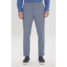 Altınyıldız Classics Erkek Koyu Mavi-Mavi Comfort Fit Rahat Kesim Yan Cepli Desenli Beli Lastikli Pantolon