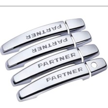 Peugeot Partner Tepee 2012> Yazılı Krom Kapi Kolu 4 Kapi Paslanmaz Çelik