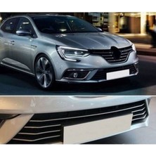 Renault Megane-4 2016-2020 Model Arası Krom Ön Tampon Çıtası 7 Parça Paslanmaz Çelik